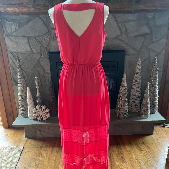 Long Lace Pink Maxi Dress Medium - Picture 2 of 9